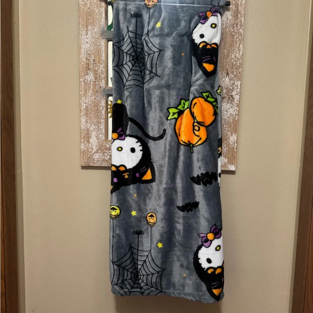 Hello Kitty Halloween Black Cat Plush Throw Blanket